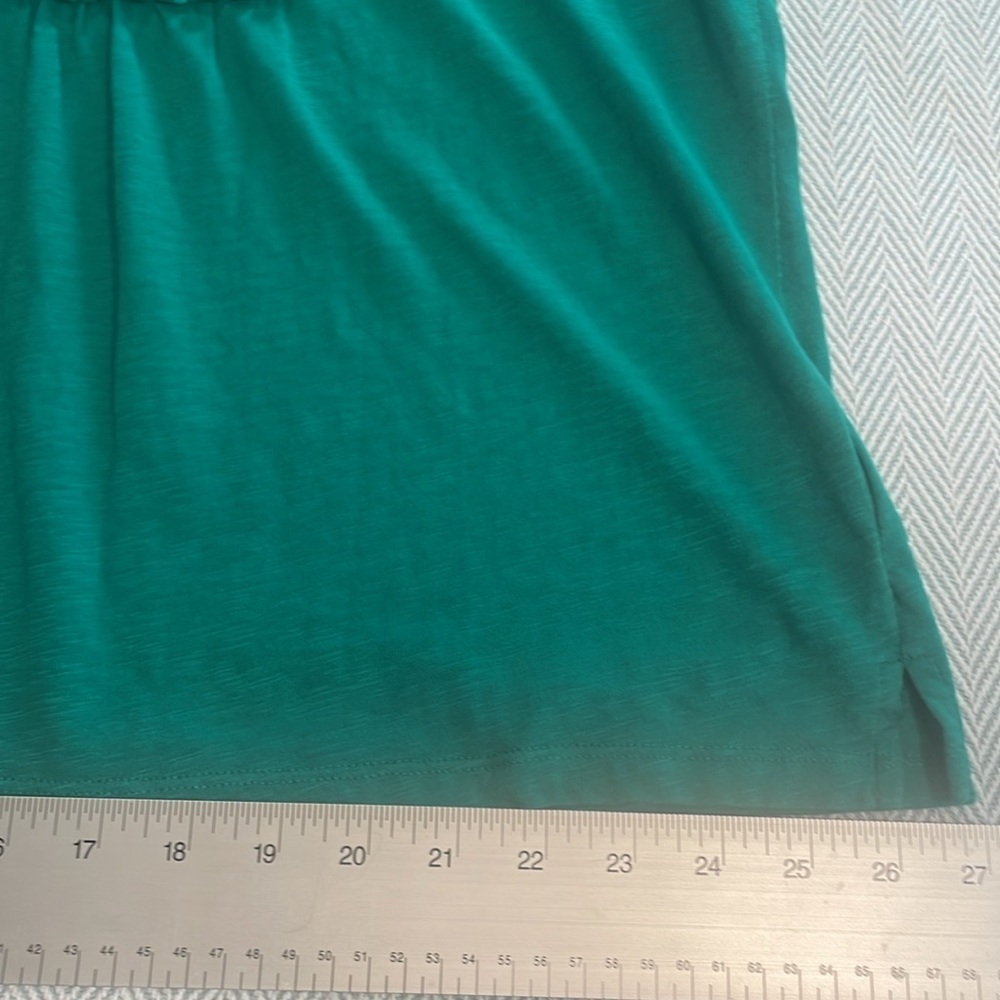 Talbots 2XP Sleeveless Tank Top Green 100% COTTON. Crochet detail on top Preworn - Picture 13 of 13